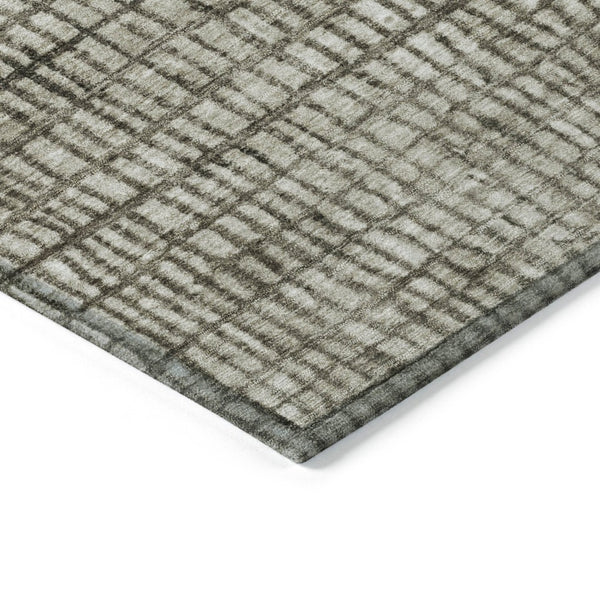 HomeRoots 8' X 10' Stylish Taupe and Ivory Geometric Washable Rug for Indoor and Outdoor High-Traffic Areas 622057