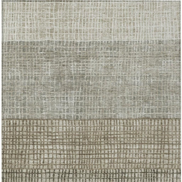 HomeRoots 9' x 12' Taupe and Ivory Geometric Area Rug - Stylish, Washable, Indoor/Outdoor, Easy Care & Durable 622058