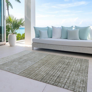 HomeRoots 10' Taupe & Ivory Geometric Washable Area Rug – Durable Indoor/Outdoor Style for High-Traffic Spaces 622059