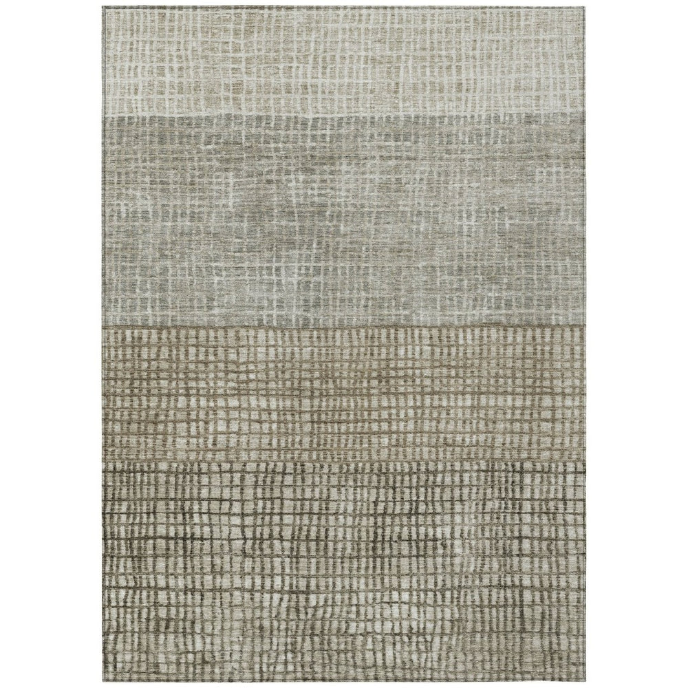 HomeRoots 10' Taupe & Ivory Geometric Washable Area Rug – Durable Indoor/Outdoor Style for High-Traffic Spaces 622059