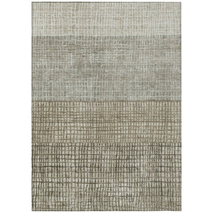 HomeRoots 10' Taupe & Ivory Geometric Washable Area Rug – Durable Indoor/Outdoor Style for High-Traffic Spaces 622059