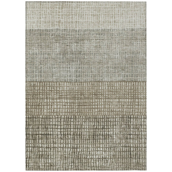 HomeRoots 10' Taupe & Ivory Geometric Washable Area Rug – Durable Indoor/Outdoor Style for High-Traffic Spaces 622059