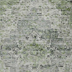 HomeRoots 9' X 12' Artichoke Green & Gray Medallion Washable Rug – Stylish, Durable & Perfect for Indoor/Outdoor Use 622064