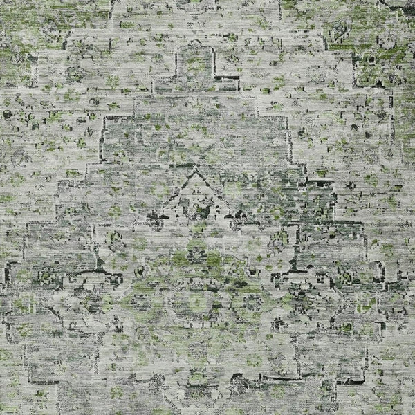 HomeRoots 9' X 12' Artichoke Green & Gray Medallion Washable Rug – Stylish, Durable & Perfect for Indoor/Outdoor Use 622064