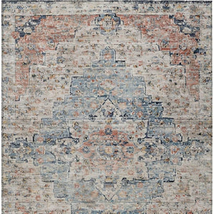 HomeRoots 5' X 8' Beige and Denim Blue Medallion Area Rug - Washable, Durable, Versatile for Indoor/Outdoor Use 622067