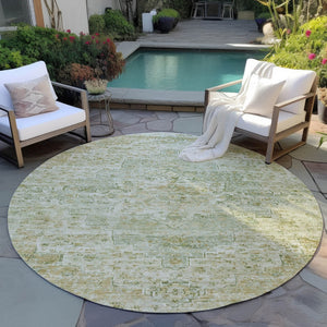 HomeRoots 8' Sage and Wheat Round Medallion Rug - Durable, Washable Design for Indoor/Outdoor Spaces, 96" 622074