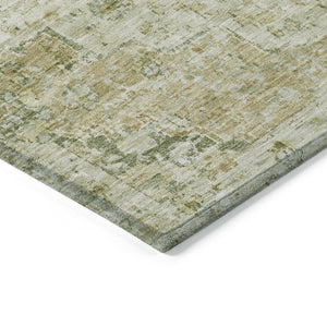 HomeRoots 8' Sage and Wheat Round Medallion Rug - Durable, Washable Design for Indoor/Outdoor Spaces, 96" 622074