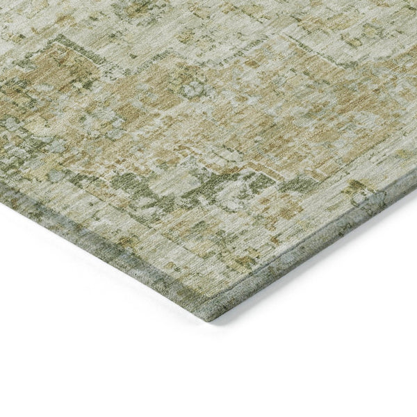 HomeRoots 8' Sage and Wheat Round Medallion Rug - Durable, Washable Design for Indoor/Outdoor Spaces, 96" 622074