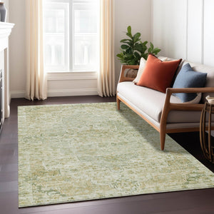 HomeRoots 8' X 10' Elegant Sage and Wheat Medallion Area Rug - Washable, Durable for Indoor & Outdoor Use 622075