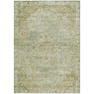 HomeRoots 9' X 12' Sage and Wheat Medallion Rug – Washable, Durable Indoor/Outdoor Design for High Traffic Areas 622076