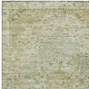 HomeRoots 9' X 12' Sage and Wheat Medallion Rug – Washable, Durable Indoor/Outdoor Design for High Traffic Areas 622076