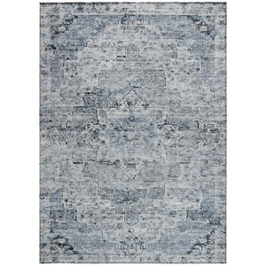 HomeRoots 5' Sky Blue and Denim Blue Medallion Indoor Outdoor Area Rug - Washable, Durable, Stylish Décor! 622079