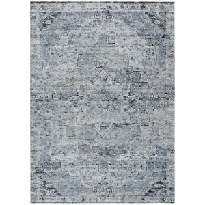 HomeRoots 5' Sky Blue and Denim Blue Medallion Indoor Outdoor Area Rug - Washable, Durable, Stylish Décor! 622079