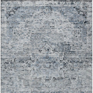 HomeRoots 5' Sky Blue and Denim Blue Medallion Indoor Outdoor Area Rug - Washable, Durable, Stylish Décor! 622079