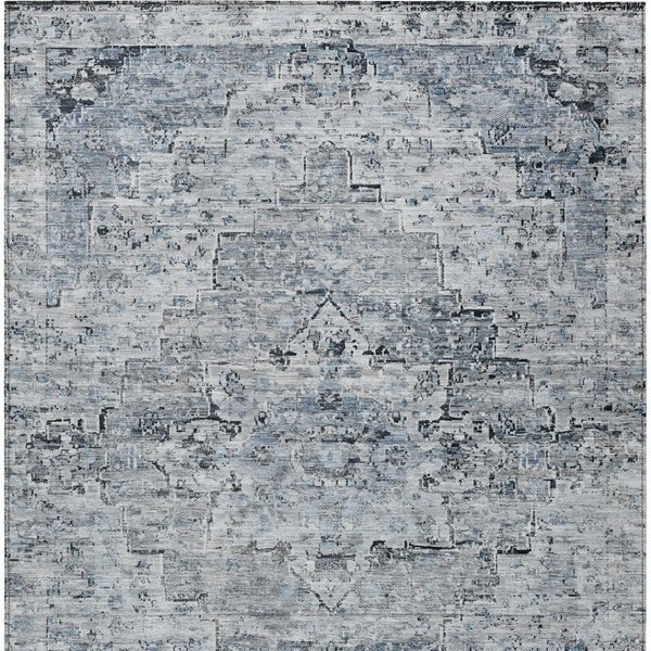 HomeRoots 5' Sky Blue and Denim Blue Medallion Indoor Outdoor Area Rug - Washable, Durable, Stylish Décor! 622079
