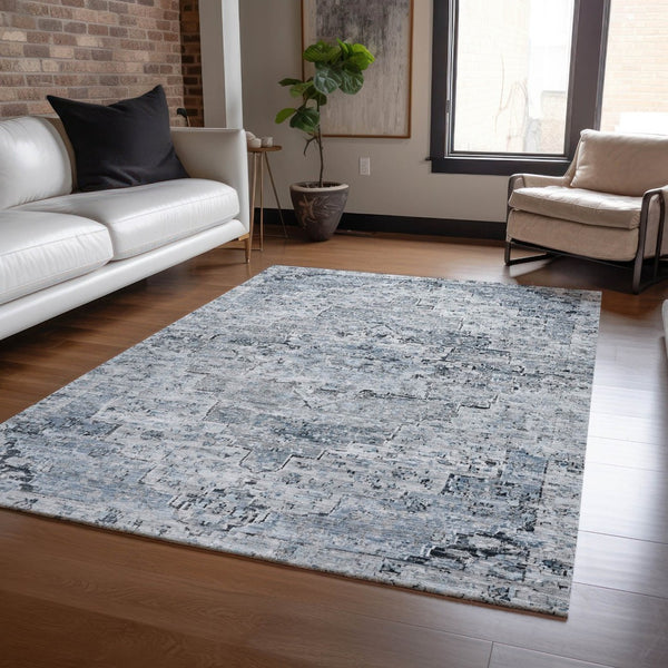 HomeRoots 5' Sky Blue and Denim Blue Medallion Indoor Outdoor Area Rug - Washable, Durable, Stylish Décor! 622079