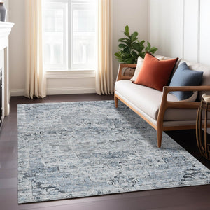 HomeRoots 5' Sky Blue and Denim Blue Medallion Indoor Outdoor Area Rug - Washable, Durable, Stylish Décor! 622079