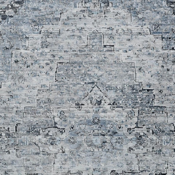 HomeRoots 9' X 12' Sky Blue Medallion Area Rug – Durable, Washable, Indoor/Outdoor, Perfect for High Traffic Spaces 622082