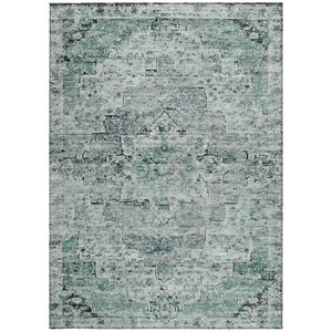HomeRoots 5' X 8' Teal Blue Medallion Rug - Durable, Washable Indoor/Outdoor Area Rug for High-Traffic Spaces 622085