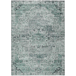 HomeRoots 5' X 8' Teal Blue Medallion Rug - Durable, Washable Indoor/Outdoor Area Rug for High-Traffic Spaces 622085