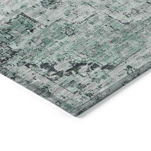 HomeRoots 5' X 8' Teal Blue Medallion Rug - Durable, Washable Indoor/Outdoor Area Rug for High-Traffic Spaces 622085