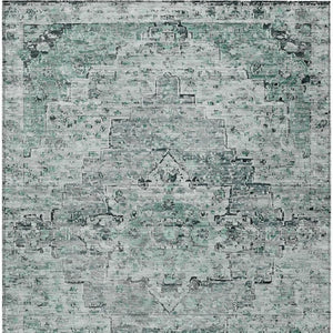 HomeRoots 5' X 8' Teal Blue Medallion Rug - Durable, Washable Indoor/Outdoor Area Rug for High-Traffic Spaces 622085