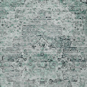 HomeRoots 8' X 10' Teal Blue & Aqua Medallion Area Rug - Durable, Washable Design for Indoor & Outdoor Spaces 622087