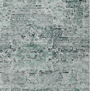 HomeRoots 10' Teal Blue & Pale Aqua Medallion Area Rug - Durable, Washable, Indoor/Outdoor Charm for Any Space 622089
