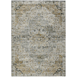 HomeRoots 5' X 8' Taupe & Beige Medallion Indoor-Outdoor Area Rug - Durable, Washable & Stylish Solution! 622091