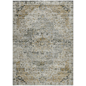 HomeRoots 5' X 8' Taupe & Beige Medallion Indoor-Outdoor Area Rug - Durable, Washable & Stylish Solution! 622091