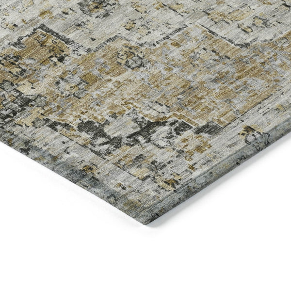 HomeRoots 8' Taupe and Beige Round Medallion Area Rug - Washable, Stain-Resistant, Indoor/Outdoor Versatility 622092
