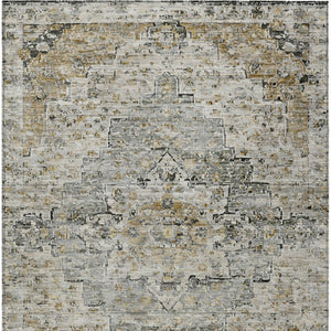 HomeRoots 10' Taupe and Beige Medallion Area Rug – Stylish Washable Indoor/Outdoor Rug for High-Traffic Spaces 622095