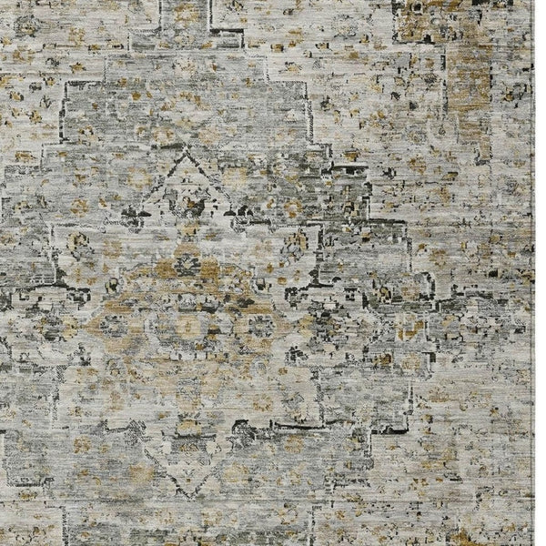 HomeRoots 10' Taupe and Beige Medallion Area Rug – Stylish Washable Indoor/Outdoor Rug for High-Traffic Spaces 622095