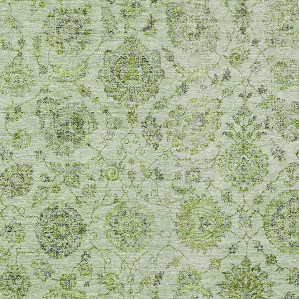 HomeRoots 10' Artichoke Green & Gray Damask Indoor/Outdoor Area Rug - Durable, Washable, Stylish Elegance 622101