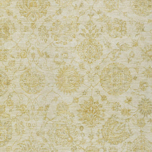 HomeRoots 8' Gold and Beige Damask Washable Area Rug - Elegant Indoor/Outdoor Design for High-Traffic Spaces 622117