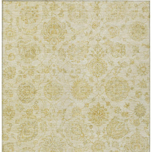 HomeRoots 9' Indoor Outdoor Area Rug in Elegant Gold & Beige Damask - Washable, Durable, Versatile Design 622118
