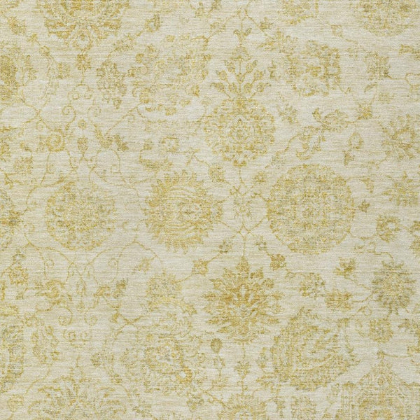 HomeRoots 10' Elegant Gold & Beige Damask Area Rug - Washable Indoor/Outdoor Design, Durable & Versatile! 622119