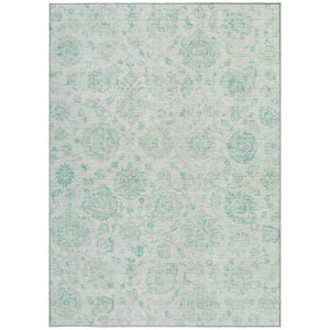 HomeRoots 8' X 10' Turquoise & Beige Damask Area Rug – Indoor/Outdoor, Washable, Stylish & Durable Design! 622129