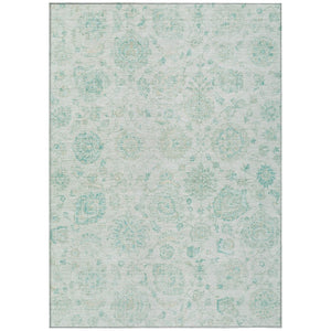 HomeRoots 8' X 10' Turquoise & Beige Damask Area Rug – Indoor/Outdoor, Washable, Stylish & Durable Design! 622129