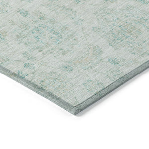 HomeRoots 8' X 10' Turquoise & Beige Damask Area Rug – Indoor/Outdoor, Washable, Stylish & Durable Design! 622129