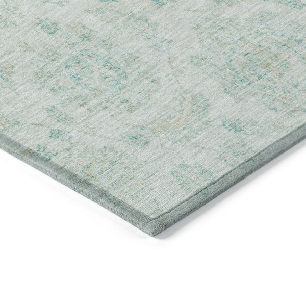 HomeRoots 8' X 10' Turquoise & Beige Damask Area Rug – Indoor/Outdoor, Washable, Stylish & Durable Design! 622129