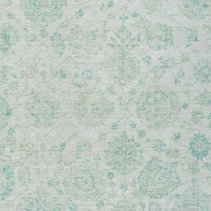 HomeRoots 8' X 10' Turquoise & Beige Damask Area Rug – Indoor/Outdoor, Washable, Stylish & Durable Design! 622129