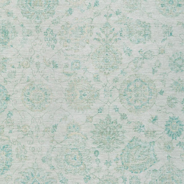 HomeRoots 8' X 10' Turquoise & Beige Damask Area Rug – Indoor/Outdoor, Washable, Stylish & Durable Design! 622129
