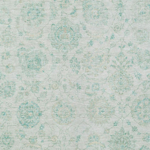 HomeRoots 10' Turquoise & Beige Damask Washable Area Rug - Elegant, Durable Design for Indoor & Outdoor Spaces 622131
