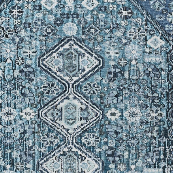 HomeRoots 5' Blue and Ivory Aztec Washable Indoor Outdoor Area Rug – Stylish, Durable, Perfect for High-Traffic Spaces! 622133