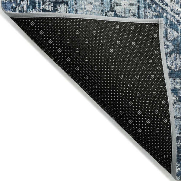 HomeRoots 8' Blue and Ivory Round Aztec Rug – Durable, Washable, Stylish for Indoor & Outdoor Spaces, Easy Care 622134
