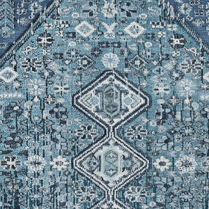 HomeRoots 9' X 12' Aztec Washable Indoor Outdoor Rug – Blue & Ivory Geometric Design for Stylish Spaces! 622136