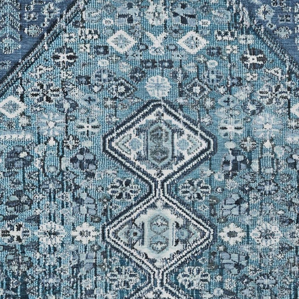 HomeRoots 9' X 12' Aztec Washable Indoor Outdoor Rug – Blue & Ivory Geometric Design for Stylish Spaces! 622136