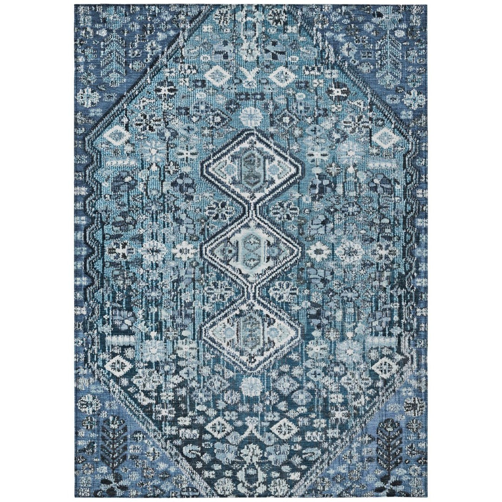 HomeRoots 10' Blue and Ivory Aztec Washable Area Rug – Durable Indoor Outdoor Design for High-Traffic Spaces 622137