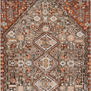 HomeRoots 5' Brown and Ivory Aztec Indoor-Outdoor Area Rug - Durable, Washable, Stylish for High-Traffic Spaces 622139